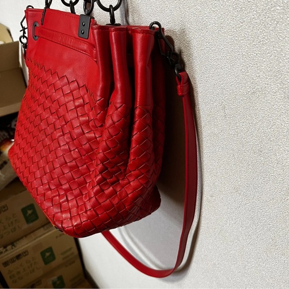 Bottega Veneta Intrecciato Red Orange Cross body bag - Picture 11 of 16